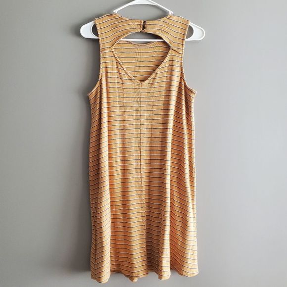 American Eagle Yellow Ribbed Knit Striped Dress Size Small NWT - Picture 2 of 8
